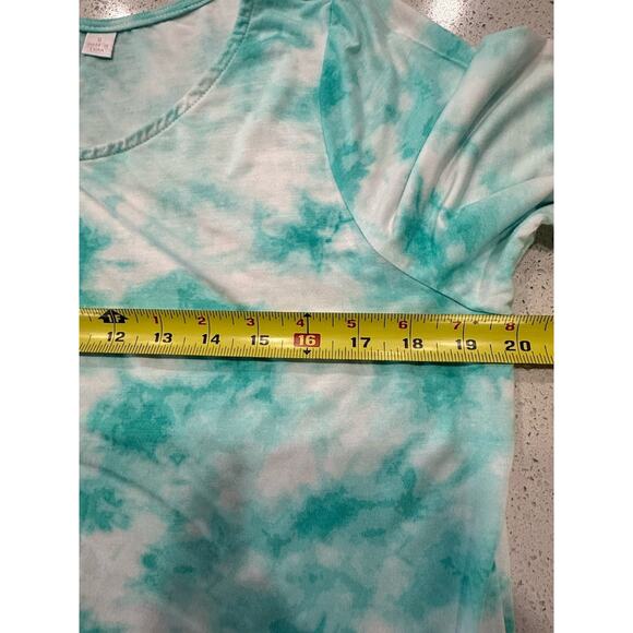 Belle by Kim Gravel QVC Sz Small Rayon Spandex Tie Dye White Green 3/4 Sleeves - Picture 3 of 6